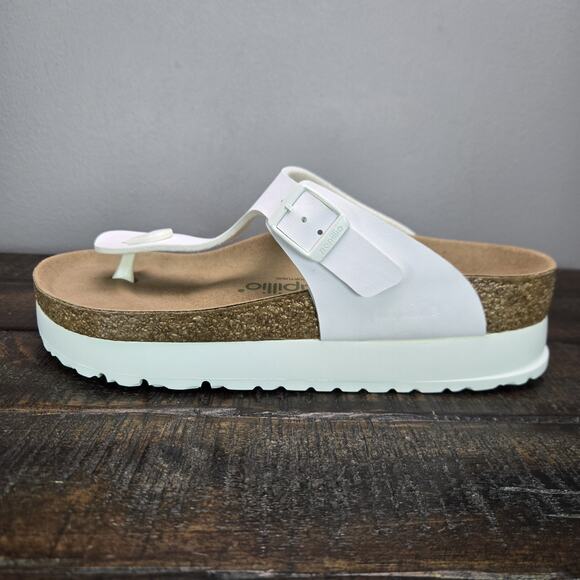 NEW Papillio Gizeh Flex Platform Womens 7 EU 38 Leather Sandals White Vegan - Picture 7 of 11